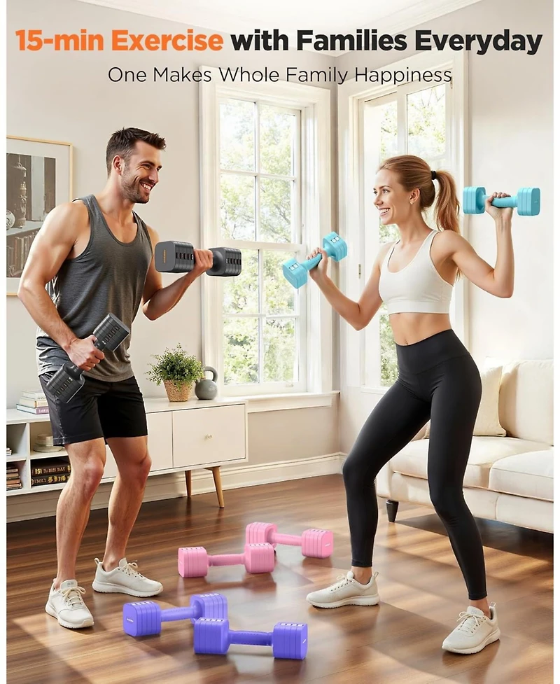 Fed Fitness 5-in-1 Adjustable Dumbbells Pair, Lbs Quick-Adjust Hand Weights for Home Gym and Outdoor Training