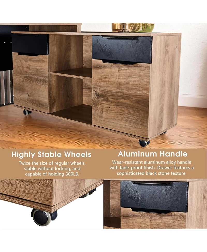 Logicfox 2-Drawer File Cabinet with Wheels, Mobile Lateral Rolling Under Desk Filing Cabinet