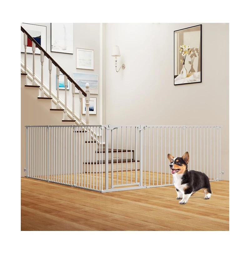 Ruie 6-Panel Extra Wide Adjustable Pet Safety Gate Fits 34.5-154 in Openings