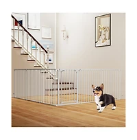 Ruie 6-Panel Extra Wide Adjustable Pet Safety Gate Fits 34.5-154 in Openings