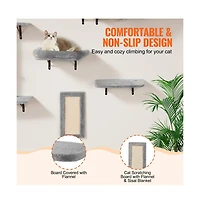 Ruie 6 Pack Wall Mounted Cat Shelves Set with Jumping Boards Hammock Sofa and Post