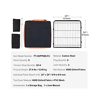 Ruie 8 Panel Foldable Metal Dog Playpen 24 in with Top Cover Bottom Pad Storage Bag