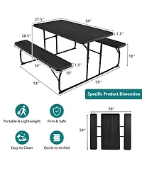 Yiortwo Folding Picnic Table Set with Benches, Indoor Outdoor Hdpe