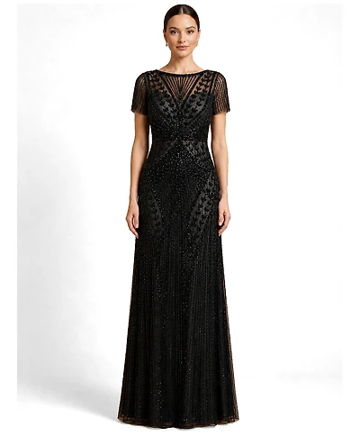Lara Women's High Neck Beaded Gown