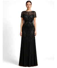 Lara Women's High Neck Beaded Gown