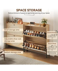 Streamdale Furniture Walnut 2-Drawer Rattan Shoe Cabinet