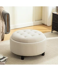 Streamdale Furniture Upholstered Round Storage Ottoman with Reversible Lid