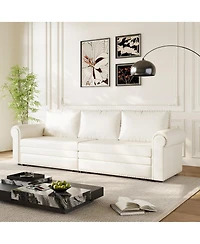 Streamdale Furniture Chesterfield Faux Leather Sleeper Sofa with Nailhead Trim