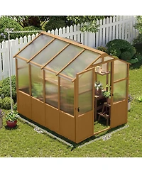 Streamdale Furniture 6x8 Ft Wooden Walk-in Greenhouse with Polycarbonate Panels & Vents