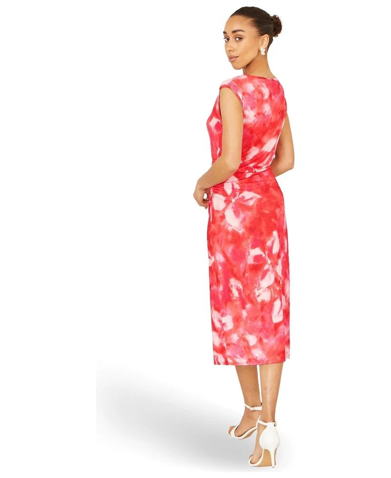 Yumi Women's Mesh Ruched Bodycon Midi Dress