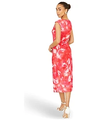 Yumi Women's Mesh Ruched Bodycon Midi Dress