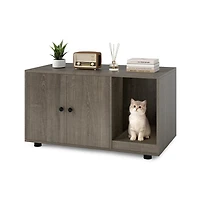 Ruie 35.5 Inch Wooden Hidden Cat Litter Box Enclosure Cabinet with Scratching Board