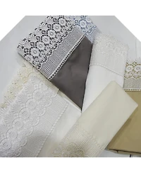 Embellished 4-Inch Lace Trim Pillowcases (Pair) Luxury 608 Thread Count - Usa, Standard