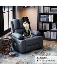 homfan Massage Recliner with Lumbar Heat, Swivel and Rocking Motion - Comfortable Easy-Clean Seating with Cup Holders and Side Storage Pocket