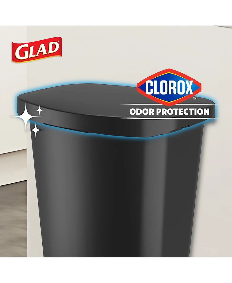 Glad Trash Can with Lid, Stainless Foot Pedal and Garbage Bag Rings, 13 Gal