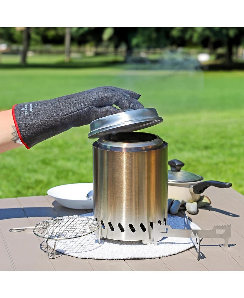 Sunnydaze Decor 3-Piece Stainless Steel Smokeless Fire Pit Accessory Kit