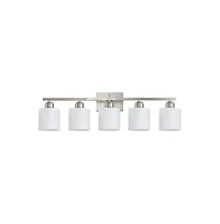 Busdays 5 Light Brushed Nickel Modern Bathroom Light Fixture Vanity Light Over Mirror Wall Sconce Frosted Glass Shades E26 Socket Bulbs Not Included