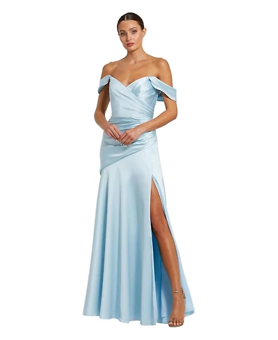 Mac Duggal Women's Off-Shoulder Satin Crossover Gown