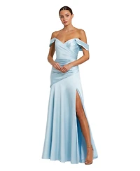 Mac Duggal Women's Off-Shoulder Satin Crossover Gown