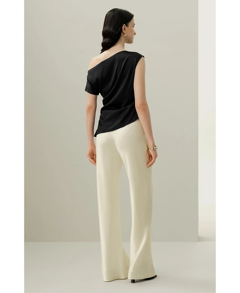 Lilysilk Women's Stretch Charmeuse Asymmetric Top