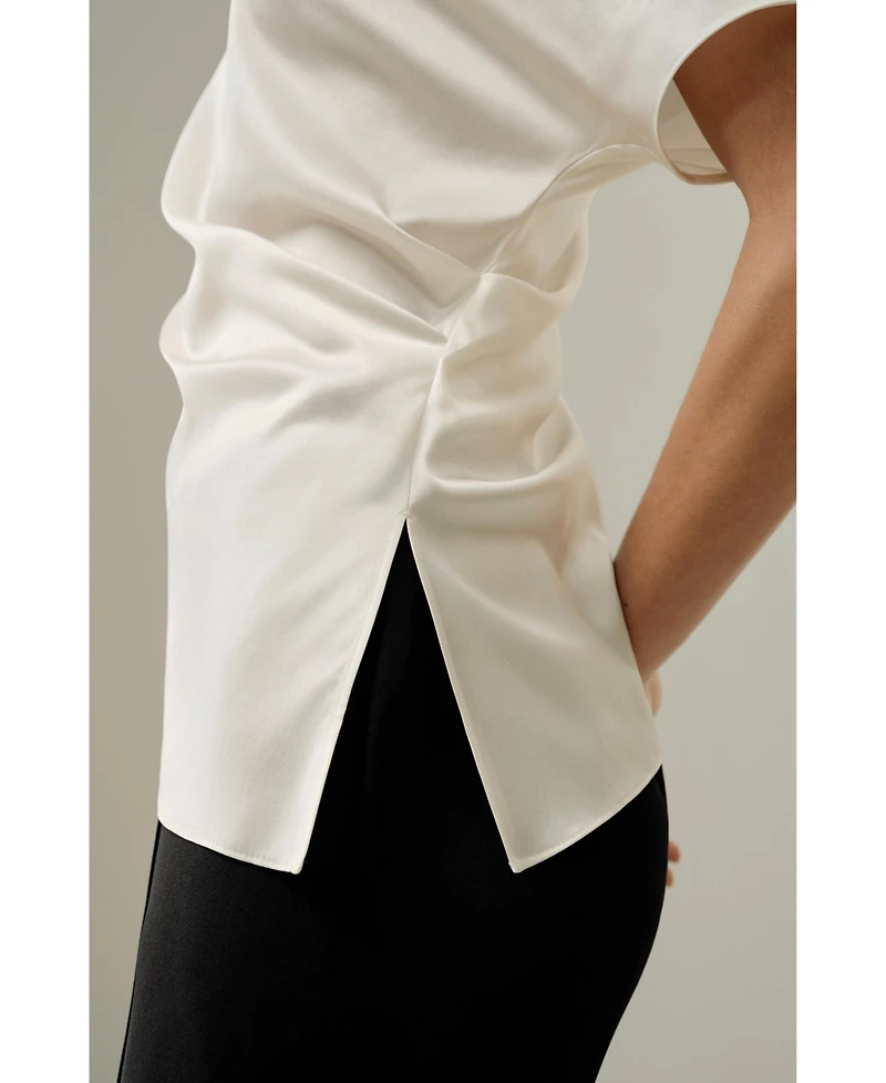 Lilysilk Women's Stretch Charmeuse Asymmetric Top