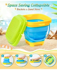 Gnuadz Collapsible Beach Sand Toys Bucket Sifter Shovel Rake Mesh Bag
