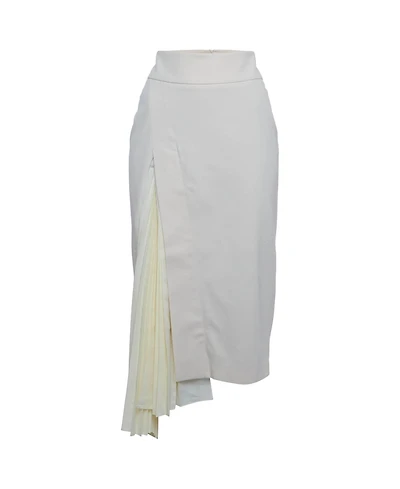 Pre-Owned Brunello Cucinelli Women's Cotton Pleat Detail Midi Skirt