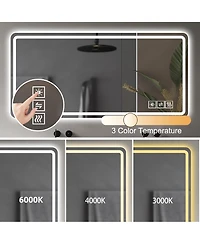 Rainsken 2860 Inch Led Bathroom Mirror, Wall Mounted Anti-Fog Vanity Mirror with Shatter-Proof Tempered Glass for Makeup and Shaving