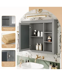 Rainsken 35" x 27.5" Wall Mounted Bathroom Storage Cabinet with Adjustable Shelves and Mirror