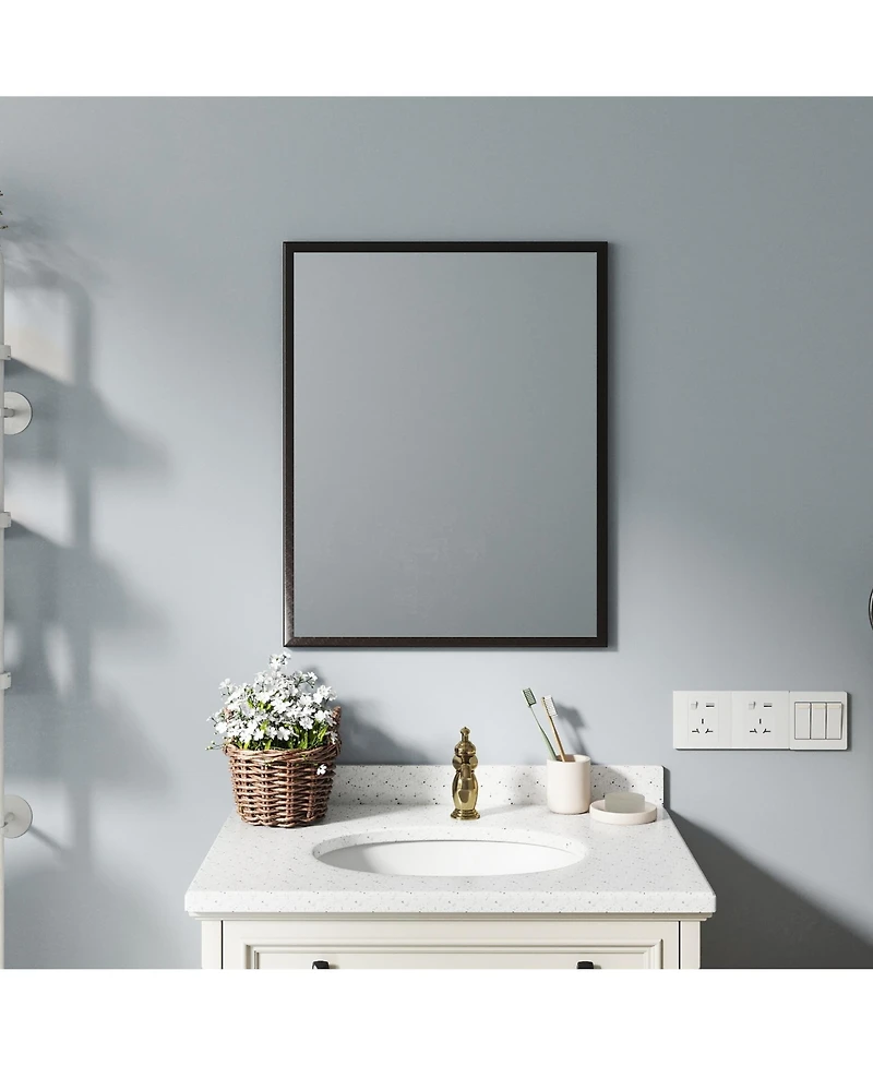 Rainsken -Inch Bathroom Mirror, Square Aluminum Mirror Frame Vanity Mirror for Bedroom