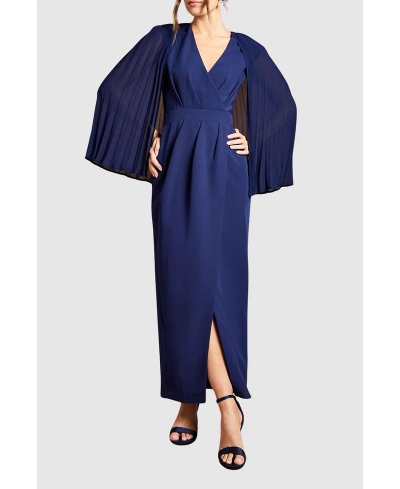 Coast Women's Pleated Cape Detail Crepe Pencil Dress