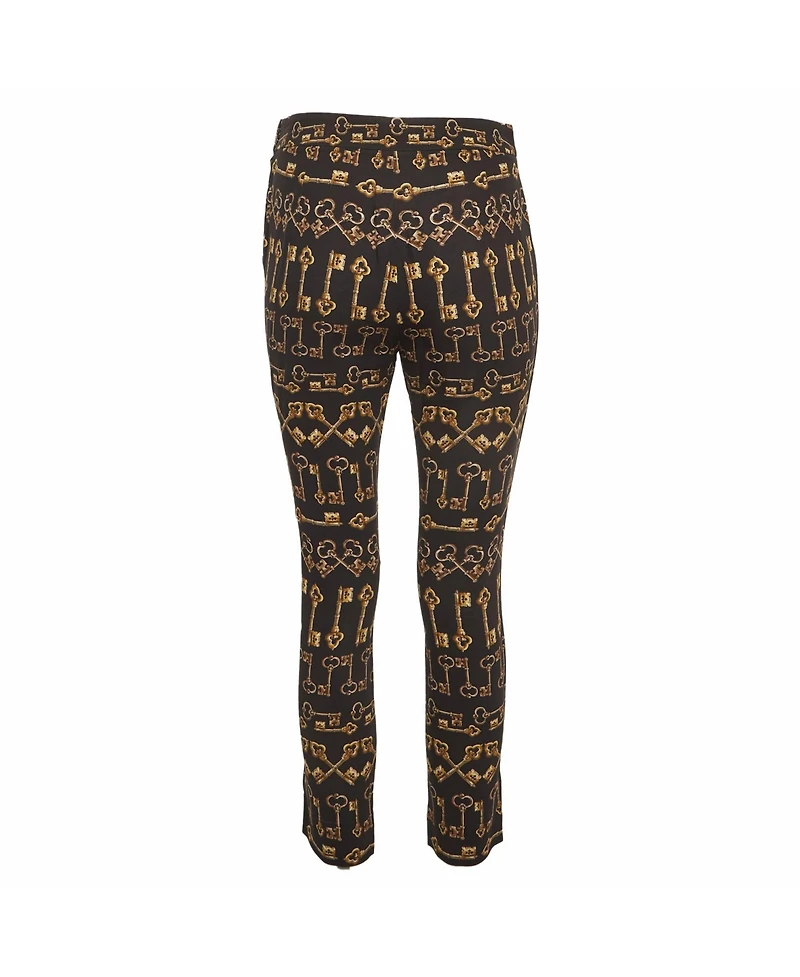 Pre-Owned Dolce & Gabbana Women's Key Print Crepe Slim Fit Pants