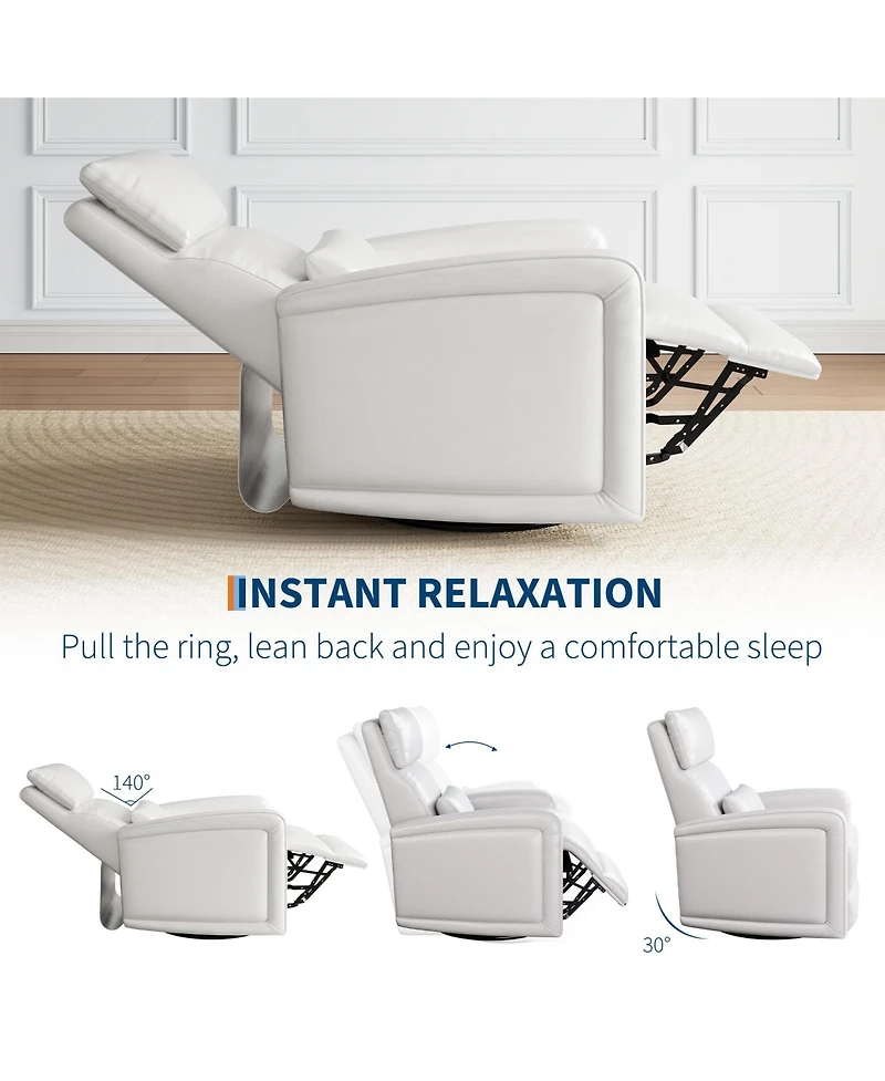 gaomon Manual Reclinder, 360degree(s) Swivel Rocking Glider Reclinder Chair, Soft Faux Leather Upholstered Sofa Chair