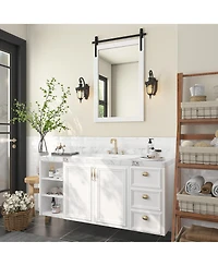 Lovmor Farmhouse 24 Inches W x 36 Inches H Rectangle Framed Wall Bathroom Vanity Mirror Accent Mirror