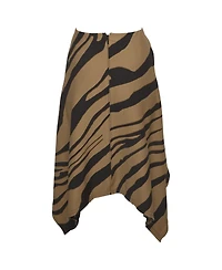 Pre-Owned Roberto Cavalli Women's Zebra Print Crepe Asymmetric Skirt