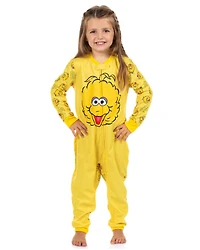 Sesame Street Toddler Bird Character Face Front Zip Footless Sleeper
