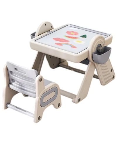 Slickblue 6 1 Children Table and Chair Set with Folding Art Easel