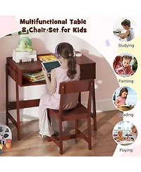 Slickblue Kids Writing Desk Chair Set with Storage Drawer and Hutch