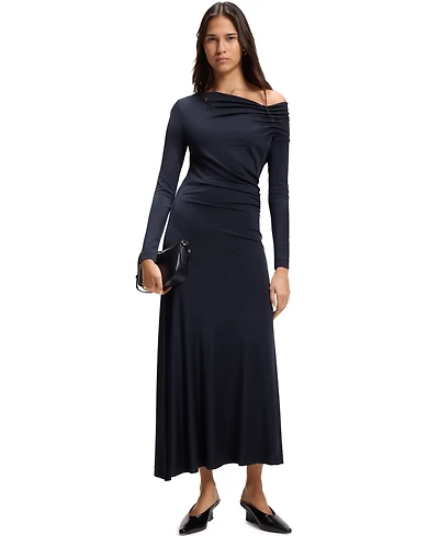 Boss by Hugo Women's Asymmetric Neckline Long-Sleeved Dress