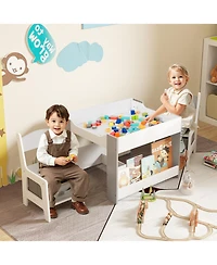 Slickblue 4 1 Kids Activity Table and Chairs Set with Reversible Top