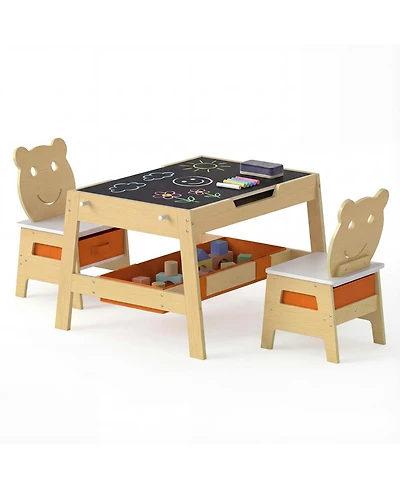 Slickblue 5 1 Toddler Table and Chairs Set with Chalkboard