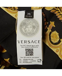 Pre-Owned Versace Women's Black Barocco Print Silk Pleated Mini Skirt