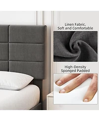 gaomon Linen Platform Bed with Headboard, 700 lb Support.