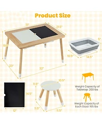 Slickblue Kids Activity Table Set Wooden with Double Sided Surface