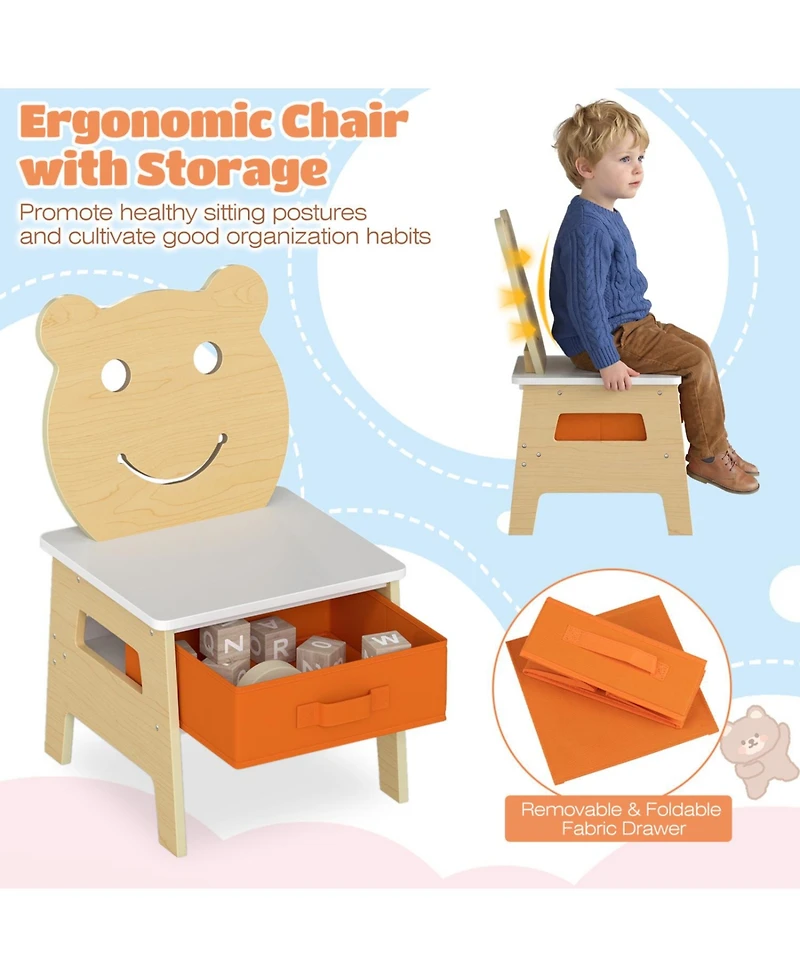 Slickblue 3 in 1 Kids Art Table and Chair Set with Storage and Board