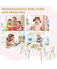 Slickblue Flower Design Kids Table and Chair Set with Wooden Legs