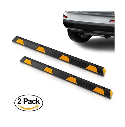 Pyle Vehicle & Car Tire Stops, Heavy-Duty Rubber Blocks, Set of 2