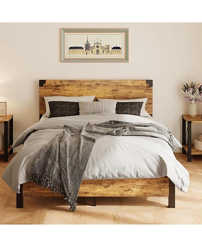 gaomon Full Platform Bed with Wood Headboard