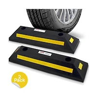 Pyle Pair of Heavy-Duty Parking Curb Tire Stops for Cars & Trucks