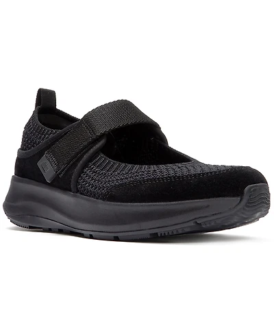 FitFlop Women's F-Mode Flow Knit Suede Mary Jane Almond Toe Sneakers